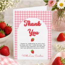 Cartão de Agradecimento Berry Sweet para 1º Aniver
