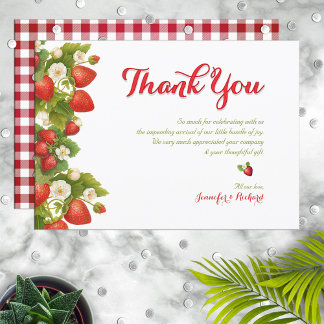 Cartão De Agradecimento Berry Sweet Strawberry Chá de fraldas Obrigado