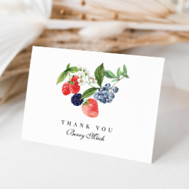 Cartão De Agradecimento Berry Sweet Watercolor Red Blue Chá de fraldas