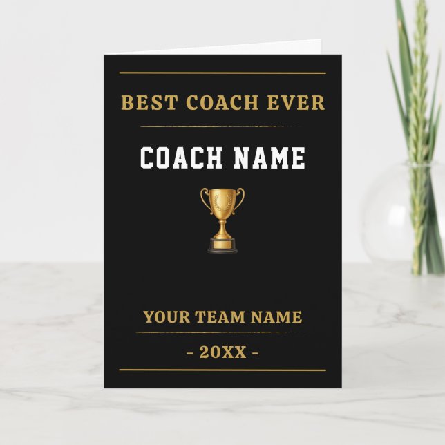 Cartão De Agradecimento Best Coach Ever Trophy Coach Appreciation Gift (Frente)