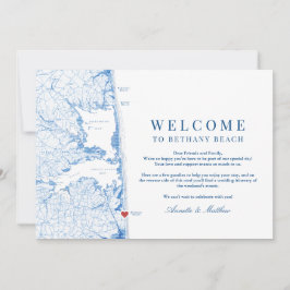 Cartão De Agradecimento Bethany Beach Blue Wedding Itinerário de Boas-vind