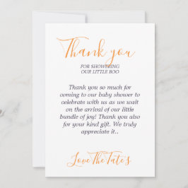 Cartão De Agradecimento Bichos de Abóbora de Halloween Pequeno Chá de fral