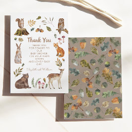 Cartão De Agradecimento Bichos-de-floresta-de-gato Chá de fraldas neutro