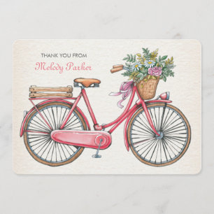 Cartão De Agradecimento Bicicleta cor-de-rosa Notecard personalizado
