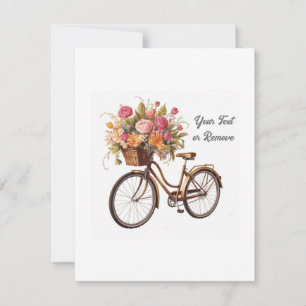 Cartão De Agradecimento Bicicleta de ouro com Vintagem da Cesta de Flor