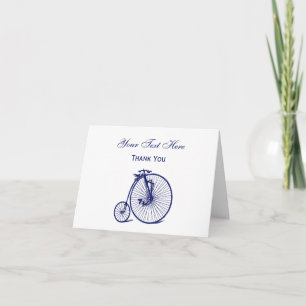Cartão De Agradecimento Bicicleta Velocípede Antiga Penny Farthing Azul