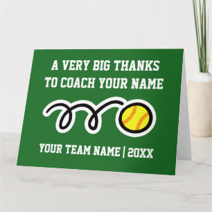 Cartão De Agradecimento Big oversized Thank You card for softball coach