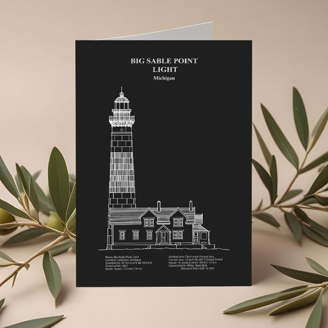 Cartão De Agradecimento Big Sable Point Lighthouse - Michigan – PD (Big Sable Point Lighthouse - Michigan – PD. Thank You Card )