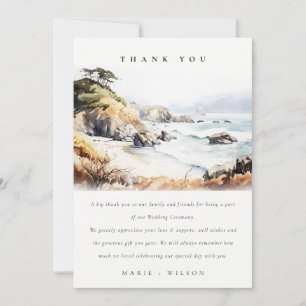Cartão De Agradecimento Big Sur, Califórnia Casamento Paisagem Aquarela