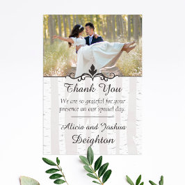 Cartão De Agradecimento Birch Tree Rustic Nature Casamento Obrigado