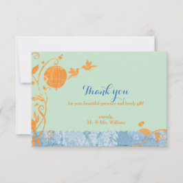 Cartão De Agradecimento Bird Cage Love Birds Mint Green Wedds Obrigado