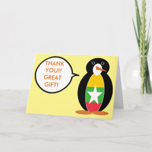 Cartão De Agradecimento Birmânia Myanmar Pinguim Falante Personalizado