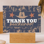 Cartão De Agradecimento "Birthday Hullabaloo" Aniversário de Cowboy do Oes<br><div class="desc">Seu cowpoke está pronto para uma grande festa de aniversário? Este cartão de agradecimento de aniversário temático de rodeo de cowgirl é uma maneira adorável de agradecer aos seus convidados por celebrarem com você! Com cores personalizáveis, este cartão de agradecimento é perfeito para qualquer cowboy ou cowgirl que procure uma...</div>