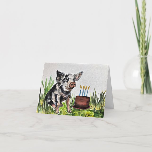 Cartão De Agradecimento Birthday Piggie (Frente)