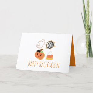 Cartão De Agradecimento Biscoitos Feliz Halloween Abóbora Fantasma Teia de