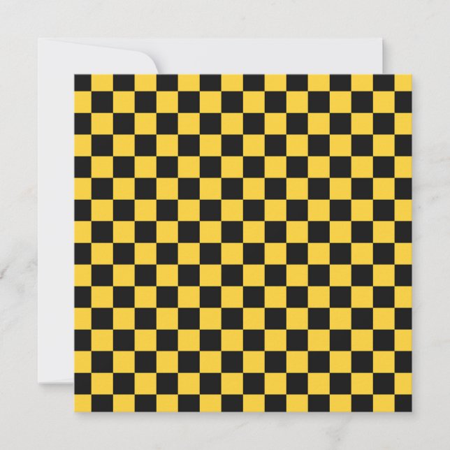 Cartão De Agradecimento Black and gold checkerboard pattern (Frente)