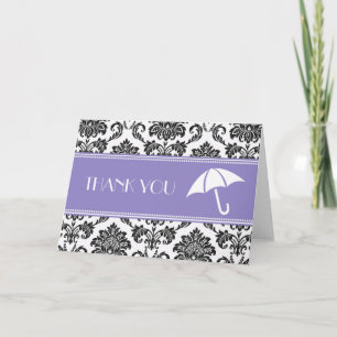 Cartão De Agradecimento Black and Purple Bridal Shower Thank You