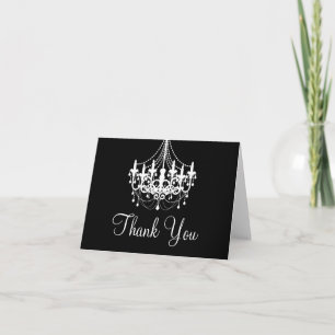 Cartão De Agradecimento Black and White Chandelier Thank You Note