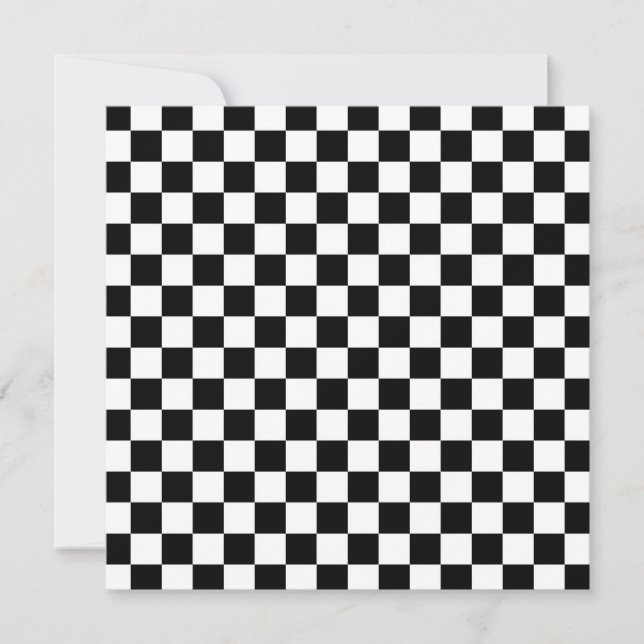 Cartão De Agradecimento Black and white checkerboard pattern  (Frente)