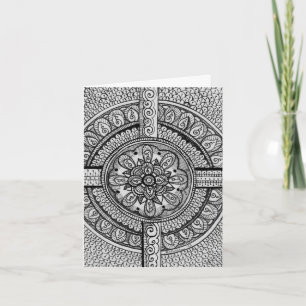 Cartão De Agradecimento Black and White Damask Indian Mandala Obrigado