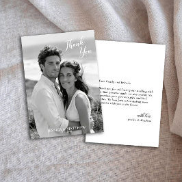 Cartão De Agradecimento Black and White Photo Floral Thank You Card
