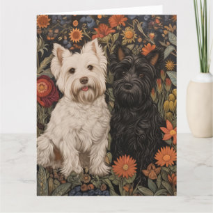 Cartão De Agradecimento Black and White Westie e Scottie Vintage