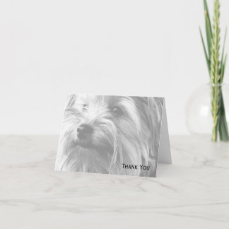 Cartão De Agradecimento Black and White Yorkshire Terrier Yorkie