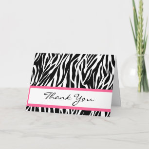 Cartão De Agradecimento Black and White Zebra Bridal Shower Thank You Card