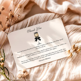 Cartão De Agradecimento Black Bow Pérola Champanhe Graduação