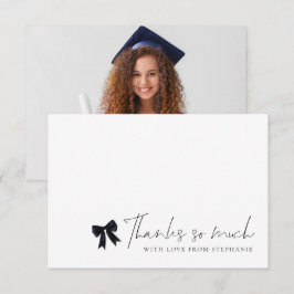 Cartão De Agradecimento Black Bow Photo Graduation Thank You