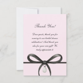 Cartão De Agradecimento Black Bow With Pearl Old Money Style Bridal Shower