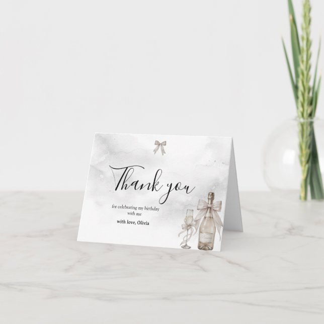 Cartão De Agradecimento Black Coquette Minimalist Elegant 50th Birthday (Frente)