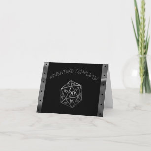Cartão De Agradecimento Black D20 Crit   RPG Tabletop Fantasy Dice Wedding