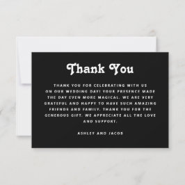Cartão De Agradecimento Black Evening Wedding | Formal Elegant Typography