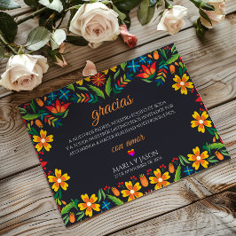 Cartão De Agradecimento Black Floral Colorful Botanical Spanish Wedding