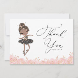 Cartão De Agradecimento Black Girl Ballerina no aniversário do vestido pre