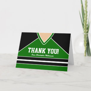 Cartão De Agradecimento Black/Green Hockey Jersey Thank You