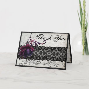 Cartão De Agradecimento Black Lace Wedding Thank You