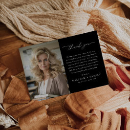 Cartão De Agradecimento Black Photo Message Funeral