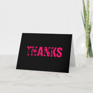 Cartão De Agradecimento Black "Thanks" Thank You Card W/ Hot Pink Text