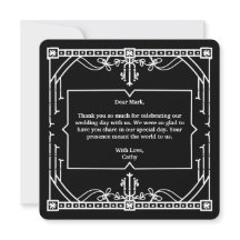 Black Wedding Thank You Card