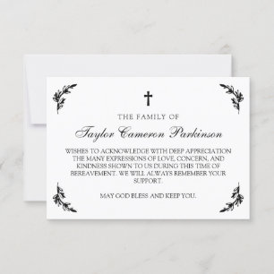 Cartão De Agradecimento Black White Cross Greenerement Obrigado