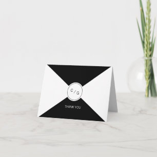 Cartão De Agradecimento Black white minimalist modern wedding thank you