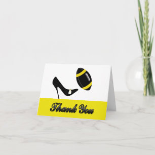 Cartão De Agradecimento Black & Yellow Football Wedding Thank You Card