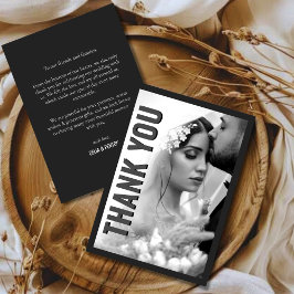Cartão De Agradecimento Blackout Minimalist Modern Wedding Thank You Card