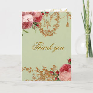 Cartão De Agradecimento Blenheim Rosa - Elegante Sage Green - Obrigado