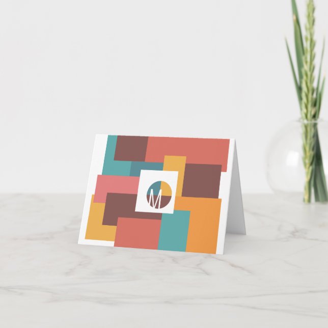 Cartão De Agradecimento Bloco de Cores Iniciais (Frente)