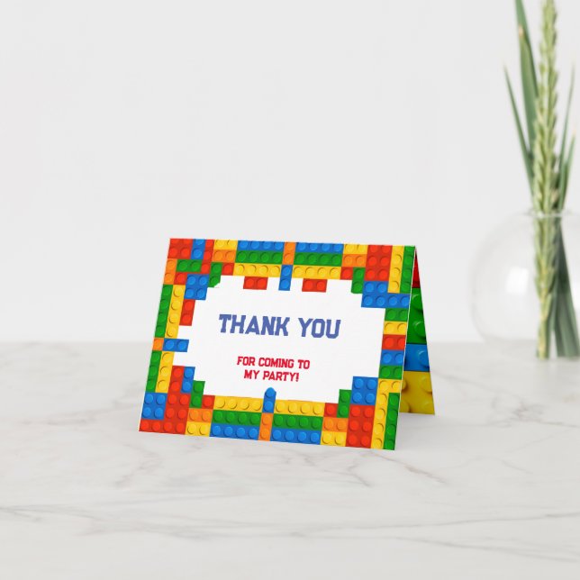 Cartão De Agradecimento Blocos de Construção de Aniversário (Frente)
