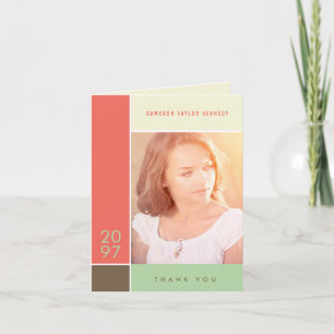 Cartão De Agradecimento Blocos de Cores Simples de Mondrian para Foto de F