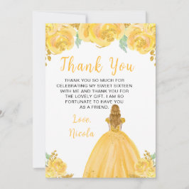 Cartão De Agradecimento Blonde Hair Princess Gold Sweet Sixteen